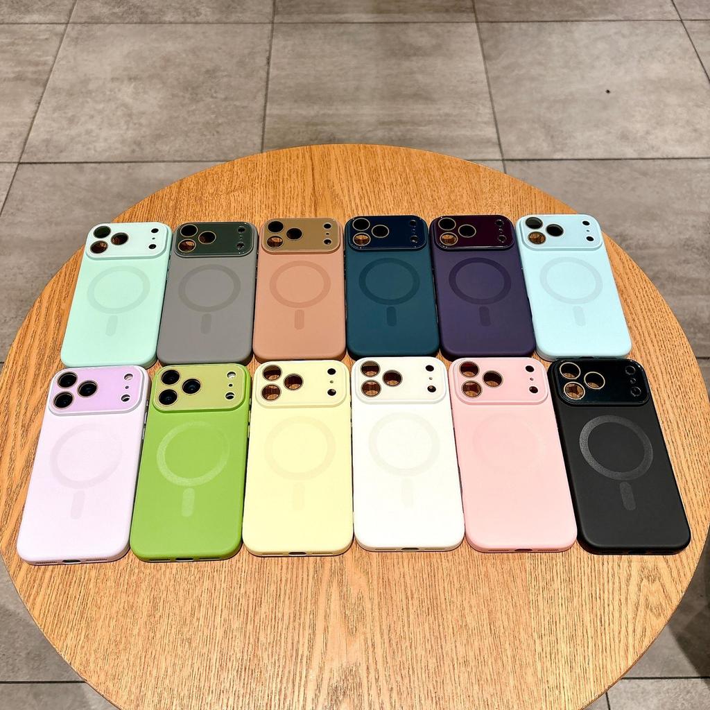 Magnetic Window iPhone 17 Case, Solid Color Liquid Skin Feel, Soft Drop-Proof Cover for Apple 16 Pro Max