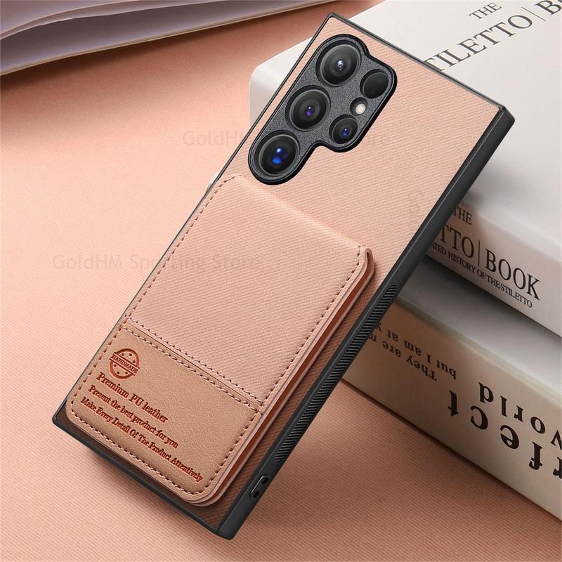 

Чехлы для Samsung S25 Edge Flip Kickstand Case Leather Phone Cover для Galaxy S24 S23 S22 S21 S25 Ultra Funda Wallet Book Stand Card Slot Holder Cover For Samsung S23 розовый