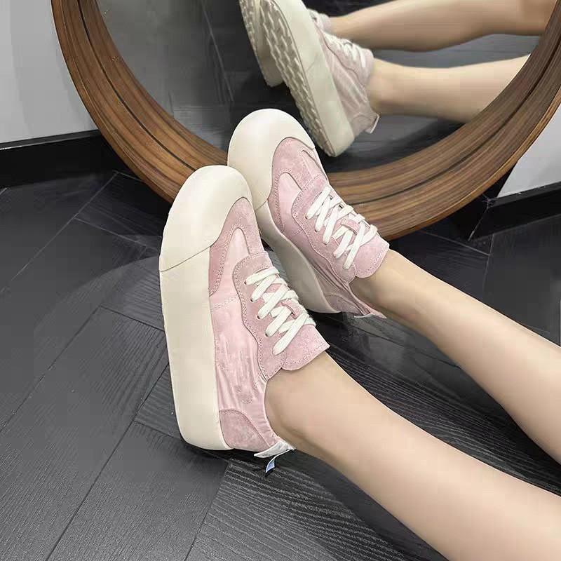 

2025 популярные летние новые парусиновые туфли женские на толстой подошве увеличивающие рост нишевые легкие спортивные и повседневные белые туфли 40 розовый