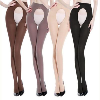 Tunna leggings i sammet för vår och sommar för kvinnor med anti-noppningsdesign, lätta att ta av, sexig stil med öppen gren.