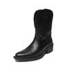 Men’s Mid-Calf Martin Western Cowboy Boots - Breathable, Embroidered, High-Top Pull-On Riding Boots for Autumn and Winter