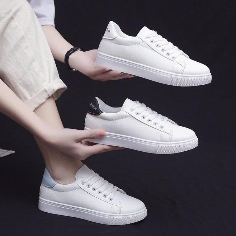 New Women Sneakers Breathble Vulcanized Shoes Pu Leather Platform Shoes White Lace Up Casual Shoes  Mujer Zapatillas