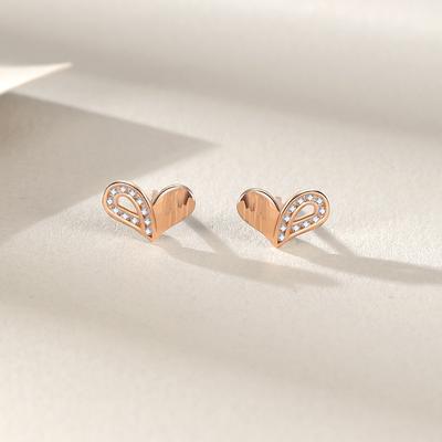 Love Zircon Stud Earrings Women's Personality Temperament Versatile Earrings Summer Xiaoxiangfeng Earrings