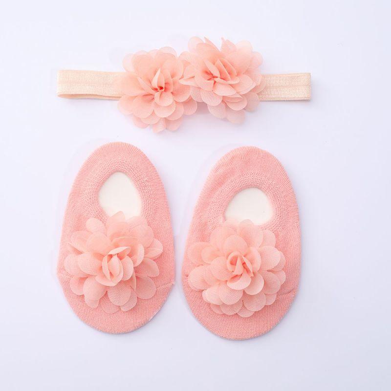 Socks + Headband Set Baby Princess Flower Socks 0-12M Toddler Cute Socks 0-24 Months