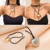 Fashion Punk Necklace Big Love-Heart Pendant Necklace Women Adjustable Wax Rope Chain Necklace Party Jewelry Ornament