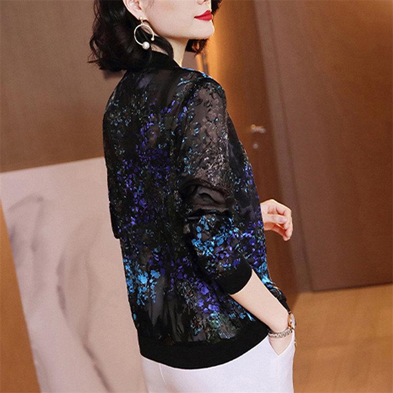 Long Sleeve Jacket Summer Women's Loose Jacket Casual Sunscreen Thin Print Baseball Uniform
