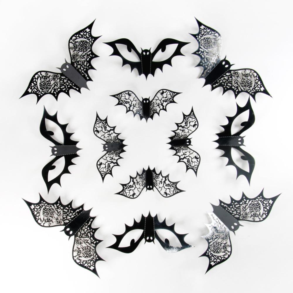 12pcs Realistic 3D Bats Sticker Black Spooky Bat Decal Art Decals Bat Wall Sticker  Bar