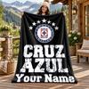 CruzAzul Custom Name Flannel Blanket Personalized Soft Warm Plush Throw Blanket Customized Gift for Family Friends