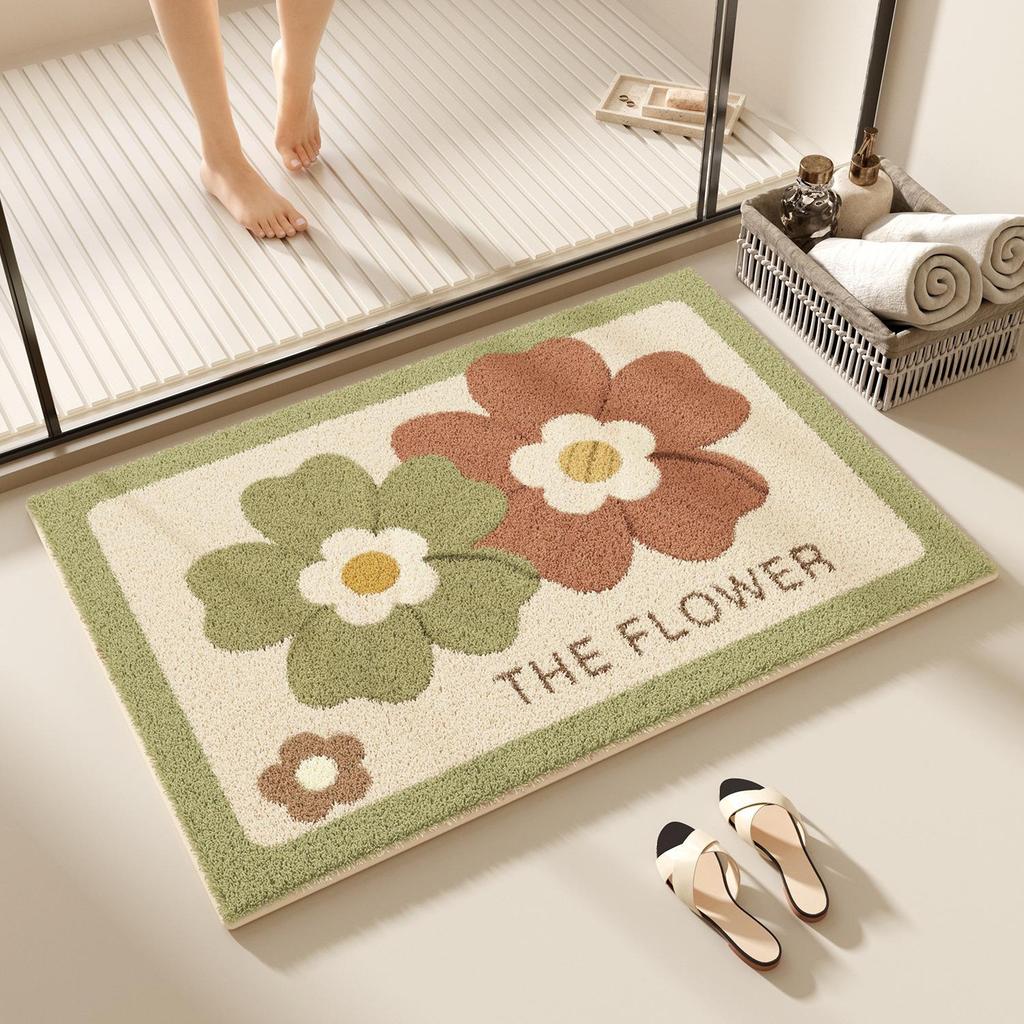 Compact Absorbent Bathroom Mat - Non-Slip, Easy-Care, Dirt-Resistant, Imitation Cashmere Floor Rug