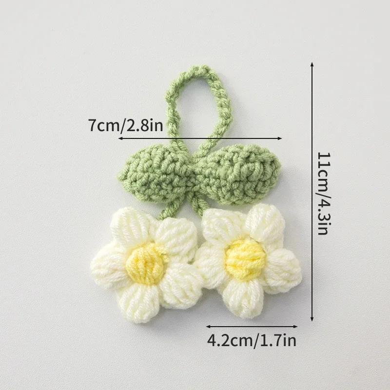 Crochet Flower Keychain Lily Of The Valley Orchid Pendants Car Hanging Decoration Wedding Gift for Guests Knitted Flower Gift