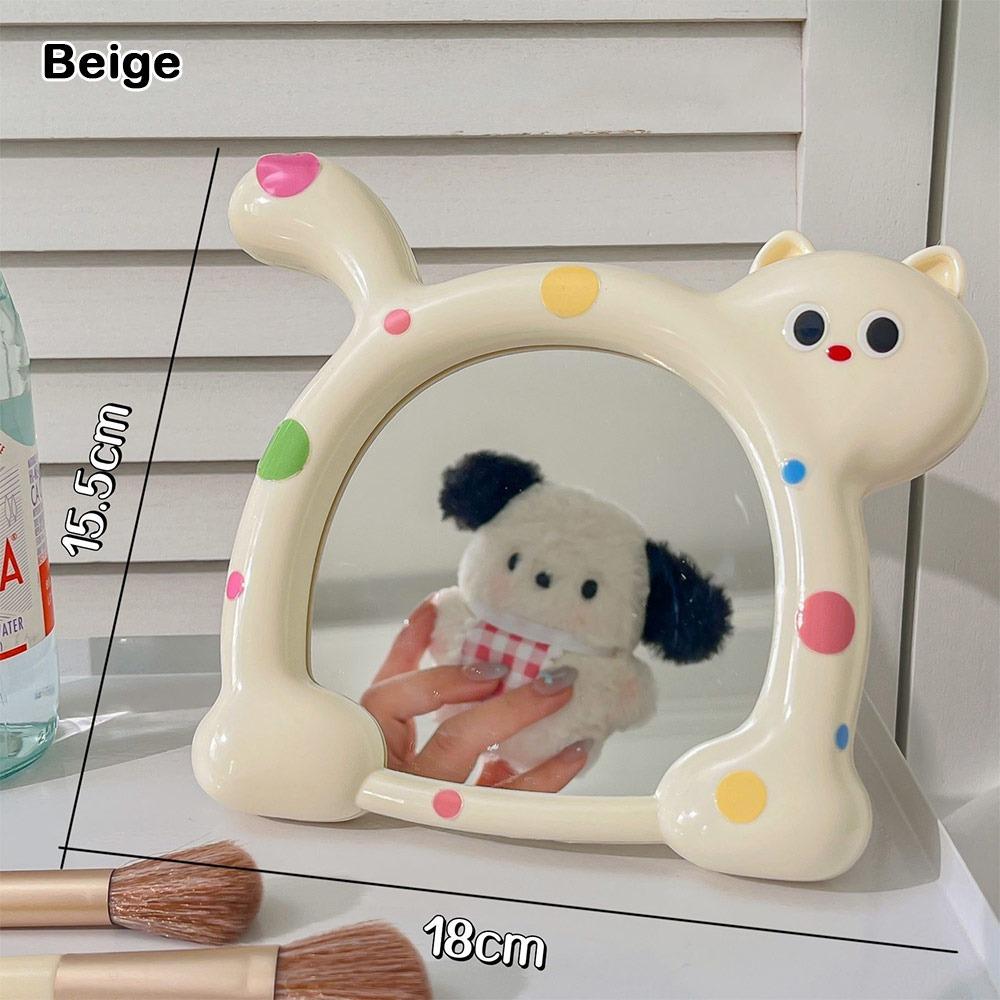 

Cartoon Meow Mirror HD Reflection HD Beauty Mirror Cute Makeup Mirror Desktop Placement бежевий