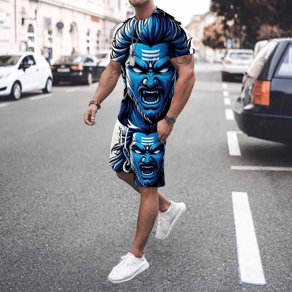 2025 Summer New Fashionable Printed Men's Shorts Set Quick Drying Breathable Sports Set Short Sleeve Set Men's Jogging Set