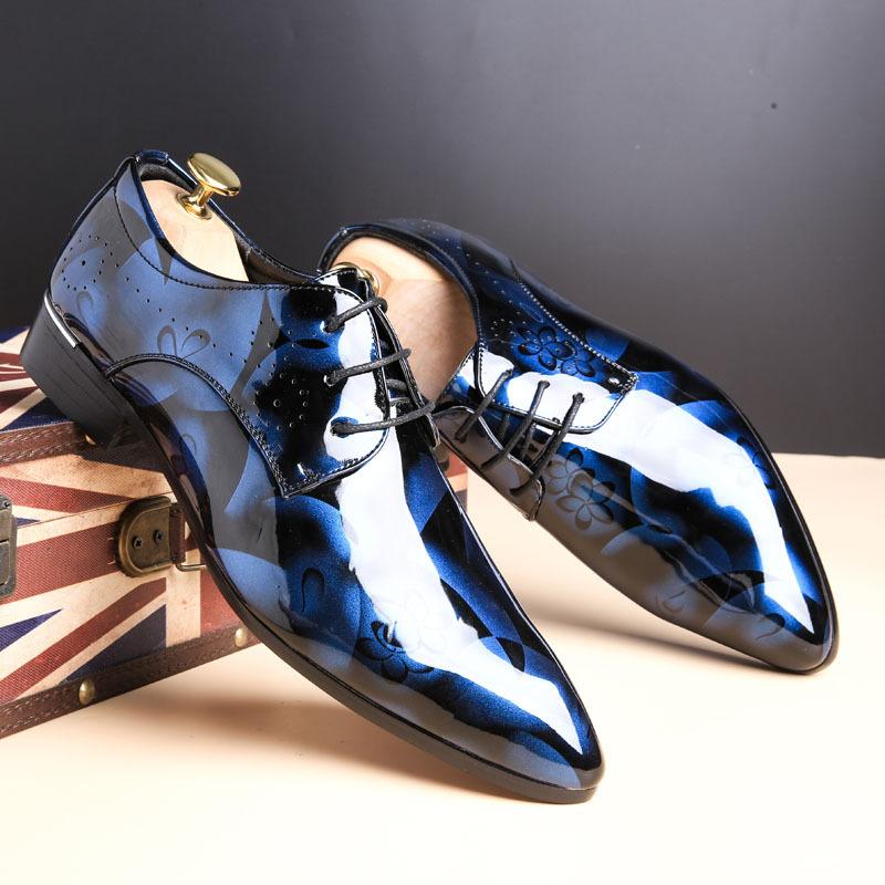 Fashion Office Men Dress Shoes Floral Pattern Men Formal Shoes Leather Luxury Fashion Groom Wedding Shoes Men Oxford Shoes Dress 37-50