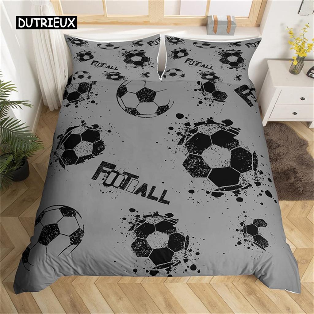 Boys or Girl 3D Football Duvet Cover Set Comforter Cover Ball Sport Theme Bedding Set Single Twin for Kids Teens Gift Bedroom