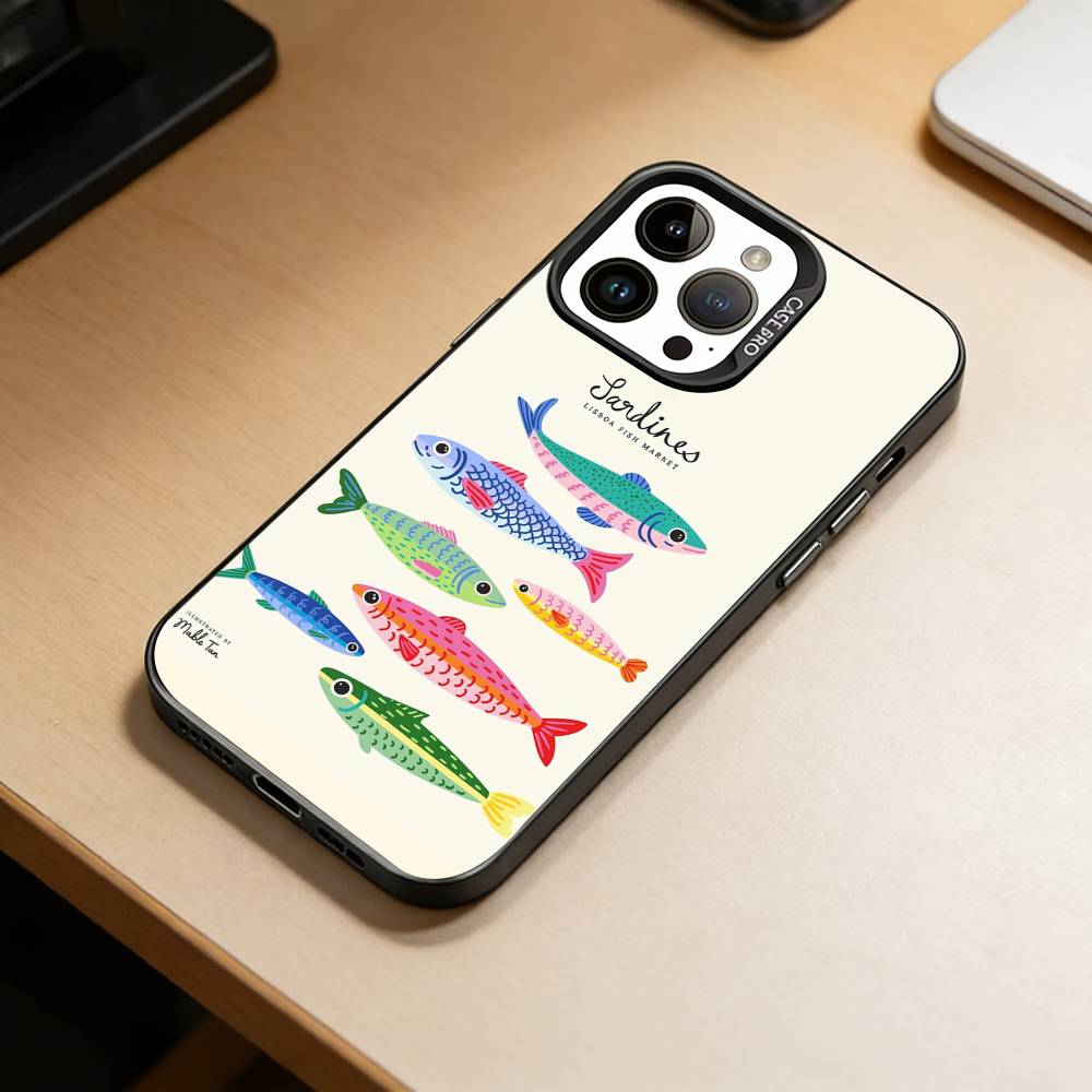 Sardine Phone Case For iPhone 17,16,15,14,13,12,11 Plus,Pro Max,XS,Colorful Silver Phone case Funda Cover