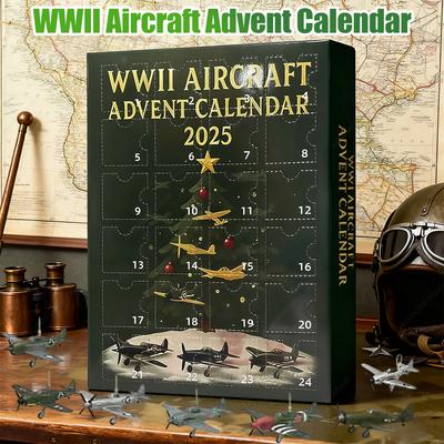 24 Tage WWII Flugzeuge Weihnachts-Countdown-Kalender mit 2D Acryl Warbirds Weihnachts-Adventskalender Weihnachts-Countdown-Kalender