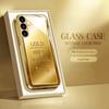 Wealth Gold Bar Metallic Paint Glass Phone Case Suitable for Samsung Galaxy S26 S25 S24 S22 S21 S20 FE/Ultra/Plus Anti Drop