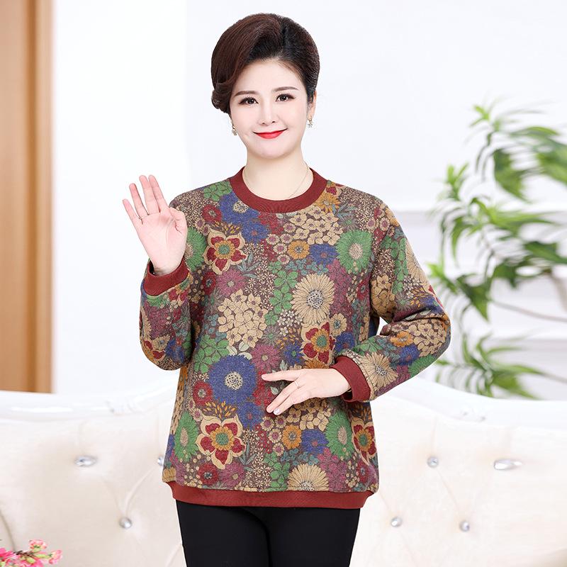 

Вязаный кардиган большого размера для женщин среднего возраста - Толстый вельвет, Осень/Зима 3XL красный