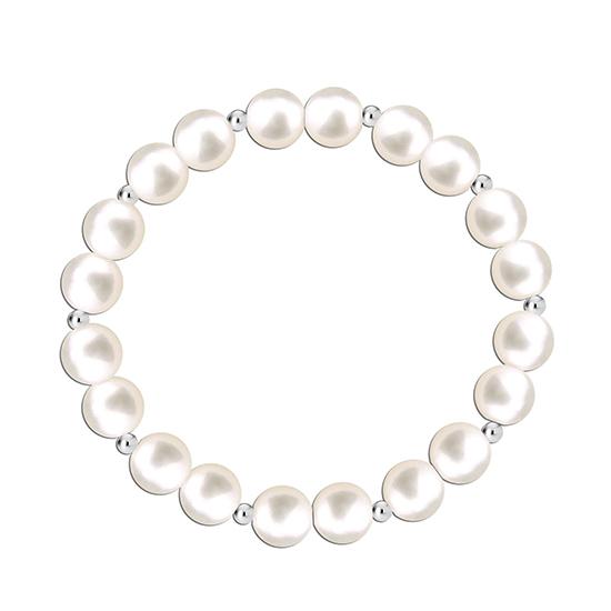 LeCalla S925 Sterling Silver Jewelry Pearl Stretch Bracelet for Women and Teen (8 Mm)
