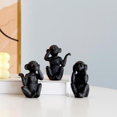 3 Stück/Set Miniatur Affenfiguren Heimdekoratives Ornament Kunsthandwerk für Zuhause Schlafzimmer Wohnheim Wohnheimdekoration