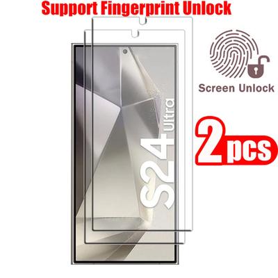 2PCS Fingerprint ID Unlock 0.18MM HD Screen Protector Tempered Glass Film For Samsung Galaxy S24 /S24+ /S24 Ultra S22 S23 5G S23+ Plus S21