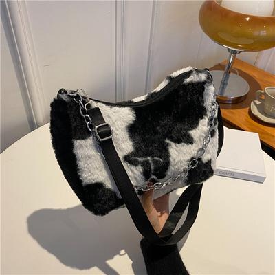 Bolsa tote pequena de pelúcia estrangeira de alto valor 2025 nova inverno fofa fofinha de axila ombro mensageiro