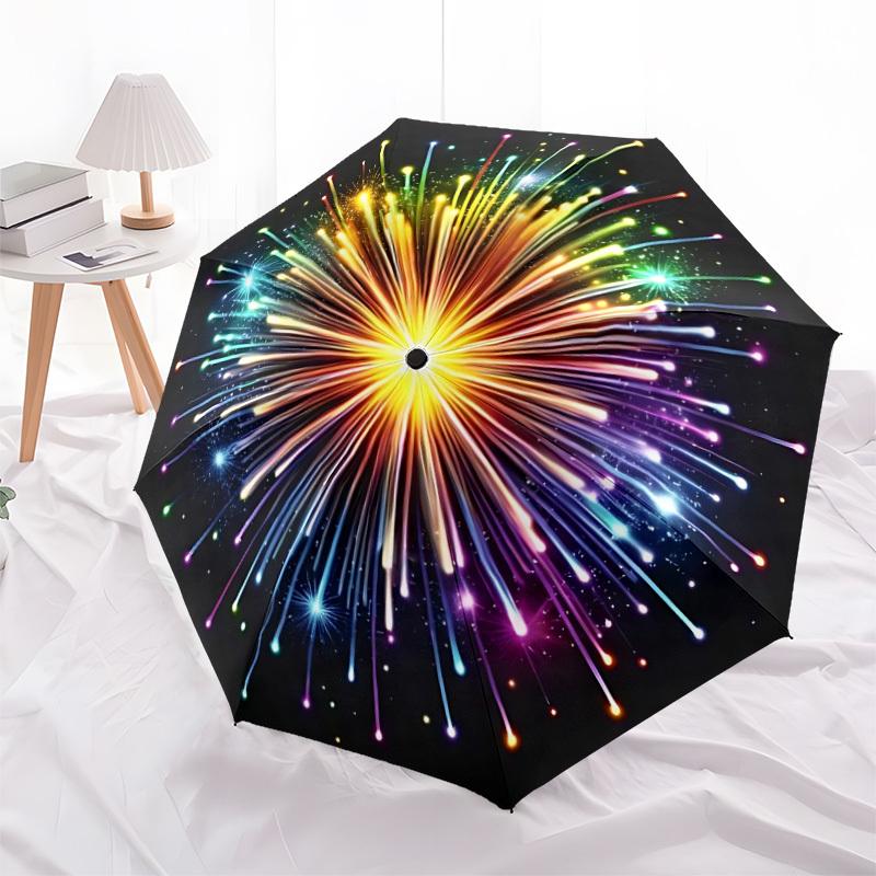 1 Stück Automatischer Öffnungs-/Schließschirm mit Feuerwerksdesign, Kompakter Reiseschirm, Stabiler 8-Rippen-Rahmen - Ideales Geschenk für Freunde yy251118051