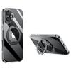 For iPhone 16 Plus Case Compatible with MagSafe Gear Fulcrum Kickstand Electroplating Lens Frame PC+TPU Phone Cover