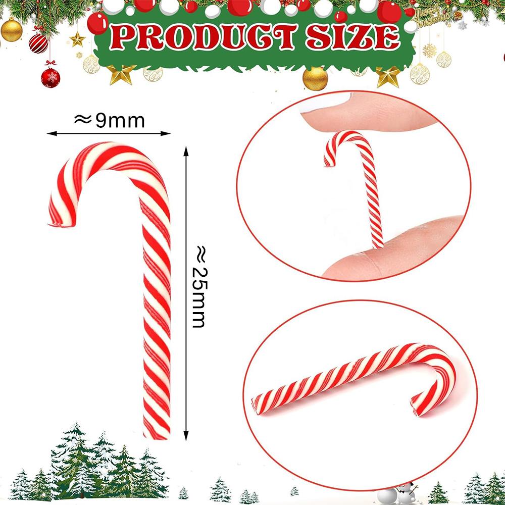 Mini Candy Canes Christmas Decoration Red White Resin Candy Cane DIY Crafts Xmas Pendant Navidad Home Decor New Year Gift