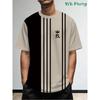 Fashionable and minimalist men's T-shirt with striped printed short sleeved shirt, oversized top for summer