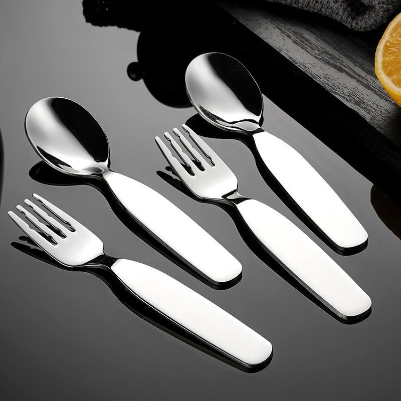 Short Handle Baby Spoon Fork Set BPA Free Stainless Steel Easy to Clean Ideal for Toddler Led Weaning Home Use