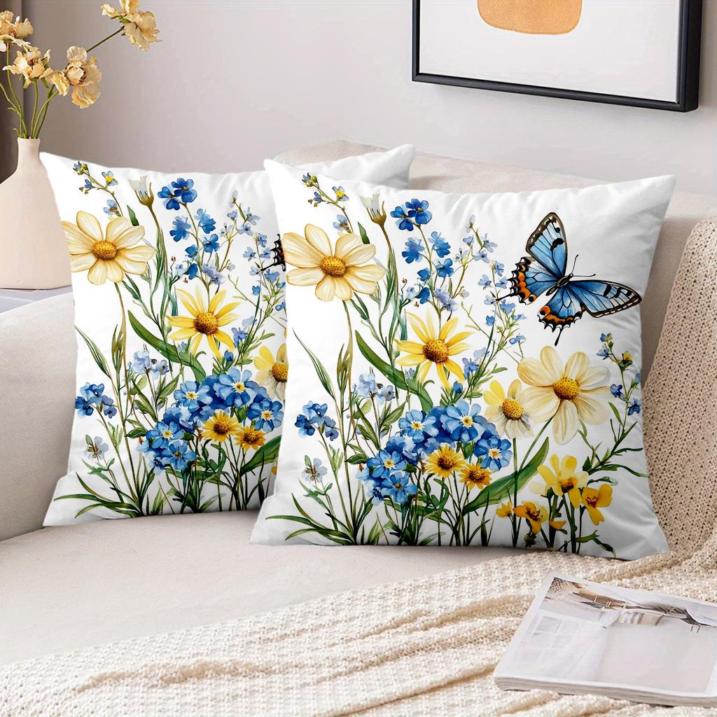 1 Pieces Floral Butterfly Print Decorative Throw Pillow Covers Polyester Pillowcase Sofa Decorative Cushion Cov Headboard Pillow