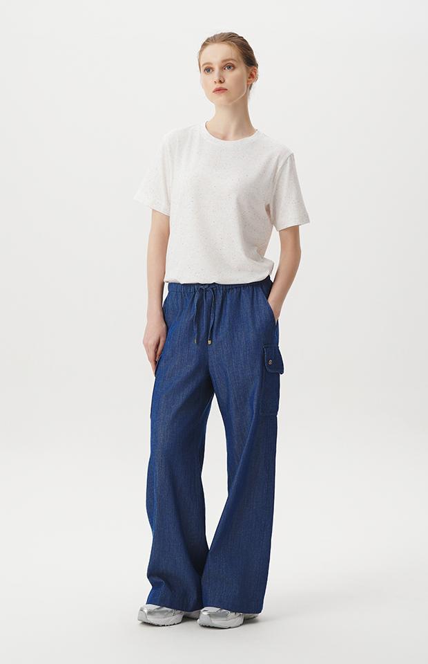 HUIT Denim Low-Waist Cargo Wide-Fit Pants Htwpn4K15T