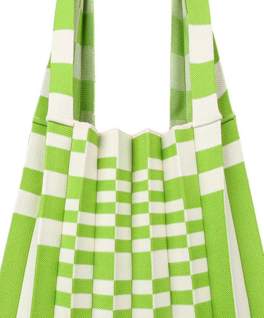 Pleatsmama Grid Green Shoulder Bag
