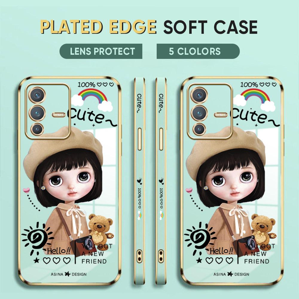 For Honor 90 70 50 X7a X9a P30 Pro P40 Lite Infinix Hot 40i 30i Vivo Y22 Y18 V30 Pro V40 Cute Girl Pattern Soft Plated TPU Shockproof Phone Case