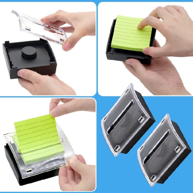 Desktop Note Container Clear Plastic Note Organiser Box Pull Out Sticky Notes Dispenser For School Office Home Use