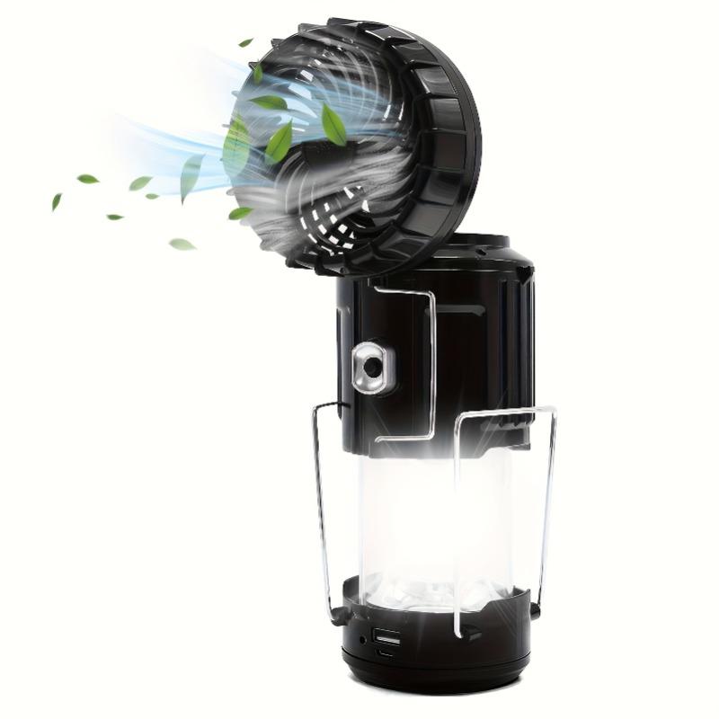 Solar Camping Lantern With Fan Portable Stretchable Electric Fan Emergency Light Outdoor Lighting Rechargeable LED Tent Light