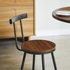 Juego de Mesa y Taburetes de Barra de 3 Piezas, Mesa Redonda de 31.5 Pulgadas con Dos Taburetes, Mesa de Comedor de Madera con Reposapiés Metálico en Forma de Anillo, Nogal
