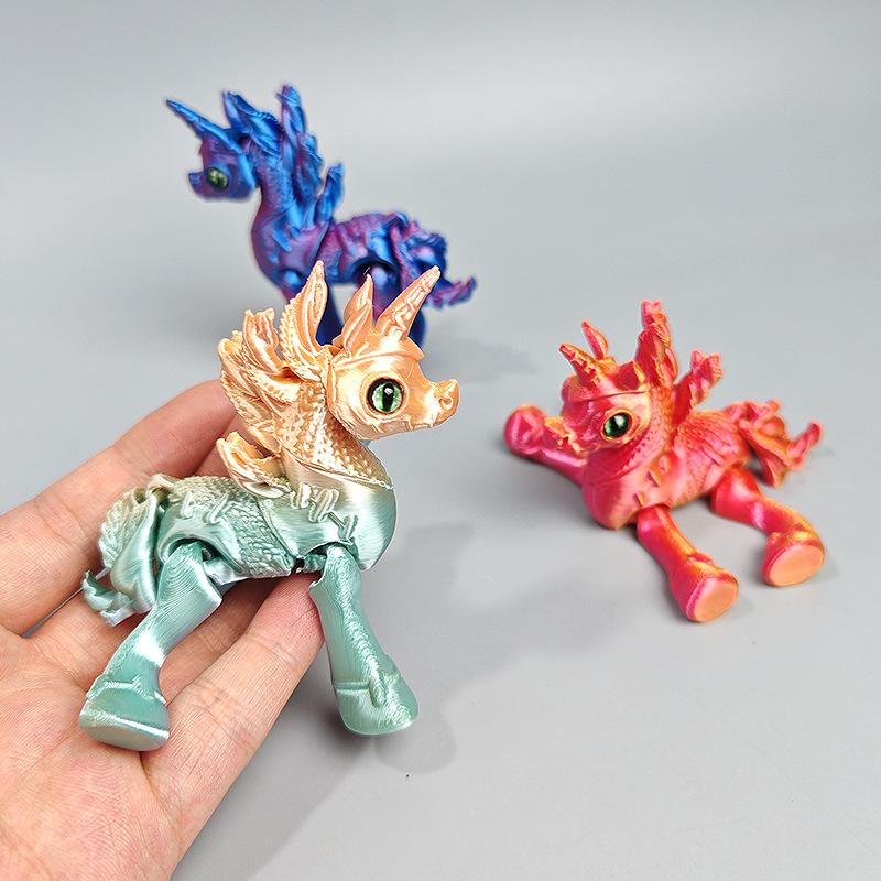 Colourful 3D Printing Unicorn Toy Crafts Home Decoration Small Ornaments Creative Gift Cute Anime Unicorn Model Joints Movable