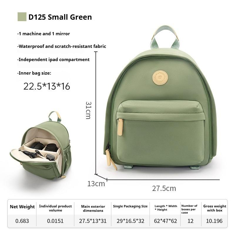 

Double Shoulder Camera Bag Polyester Composite Fabric Casual Commuting Micro Single SLR Camera Backpack For XS20 D125 small green