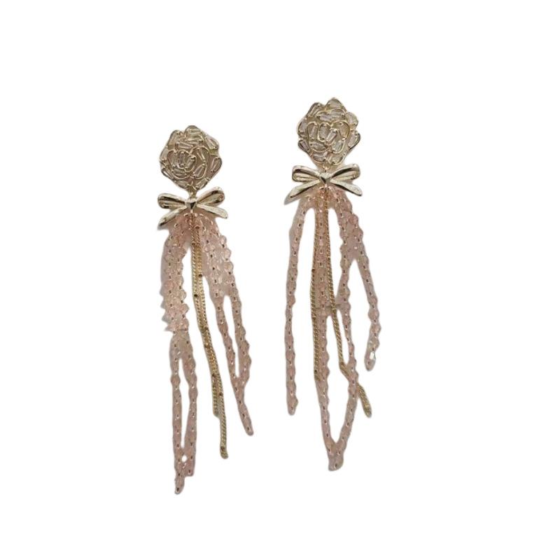 Sparkling Tulip Tassel Flower Earrings Show Face Small Fashion Earrings Accessories for Women