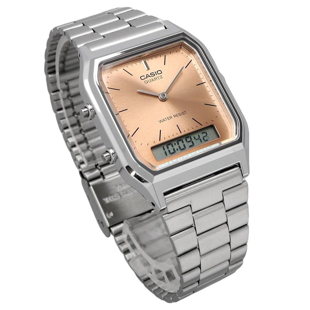 Casio Ana-Digi Quartz Wristwatch Vintage Series AQ-230A-4AMQY Unisex Dual Time Apricot