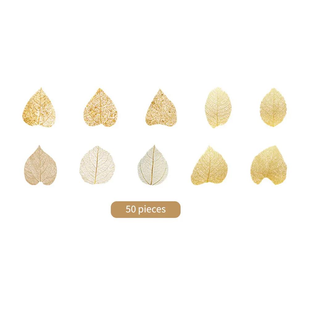 50 Pcs Kawaiii Leaves Washi Tape Scrapbooking Stickers Cute Sticker Rolls Self-adhesive DIY Decoration Stickers For Arts Crafts