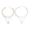 Fashionable Women Necklace Multilayer Necklace Coin Charm Necklace Metal Beads Necklace Alloy Texture for Daily Party