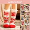 Socks Christmas Slipper Fleece Lining Mens Ladies Kids Family Soles Gripper