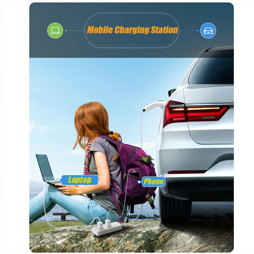 V2L Cable Car Discharger 5M 16A 3.5kW Vehicle Discharging With 3-Port Plug Type 2 Discharger EU Socket