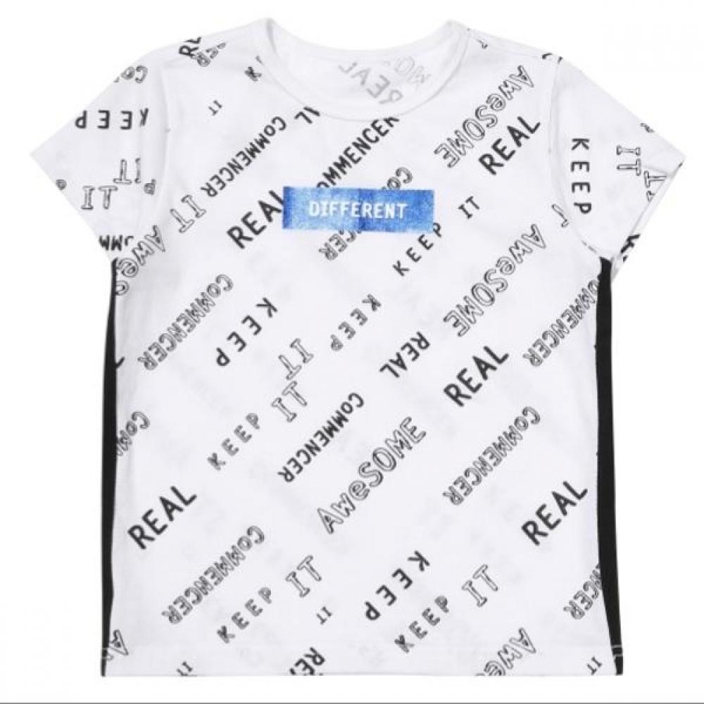 

[comance] Дитяча футболка з написом FronT Page c2021T106 White/110