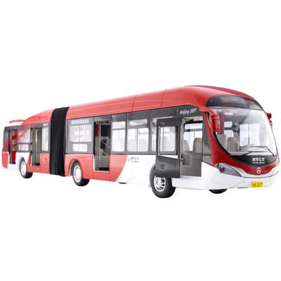 1/32 Eklemli Çift Bölümlü Otobüs Oyuncak Araba Pres Döküm Otobüs Modeli Geri Çekilebilir Kapılar Açılabilir Ses ve Işık Koleksiyonu Hediye Çocuk Erkek