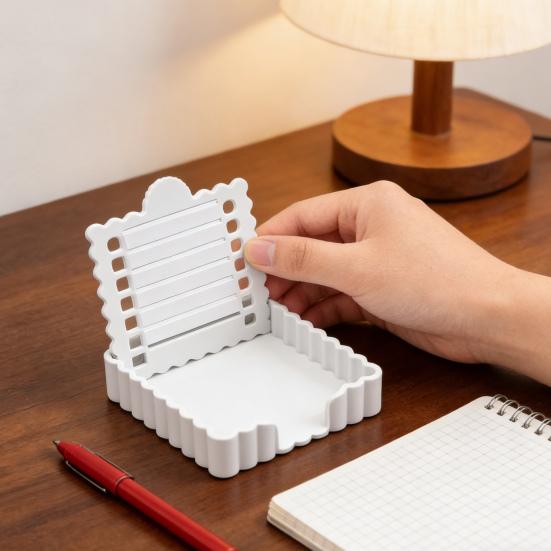 Note Dispenser with Template Portable Note Organizer And Sticker Dispenser Compact Desktop Storage Box for 3x3 Inch Notepads Office Supplies Gift