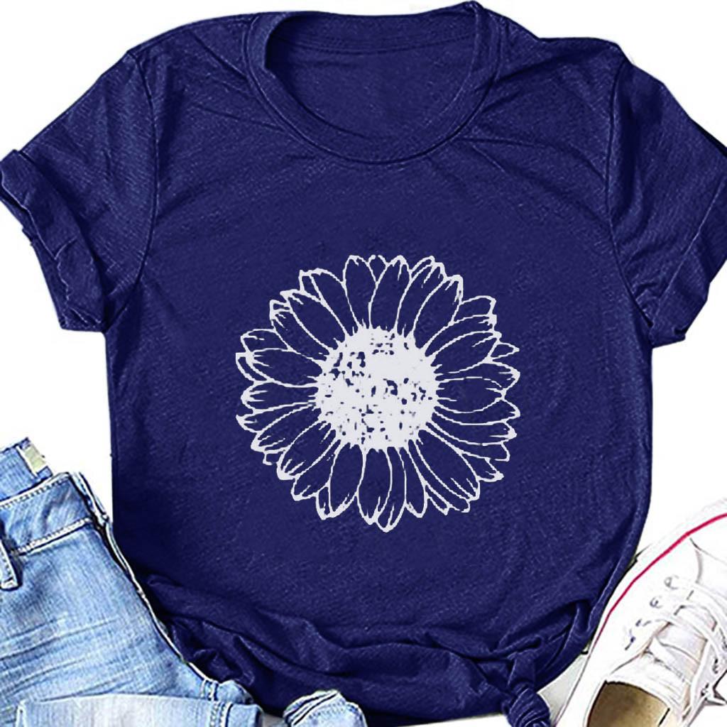Women Casual Printing Short Sleeves Loose T-Shirt Blouse Tops